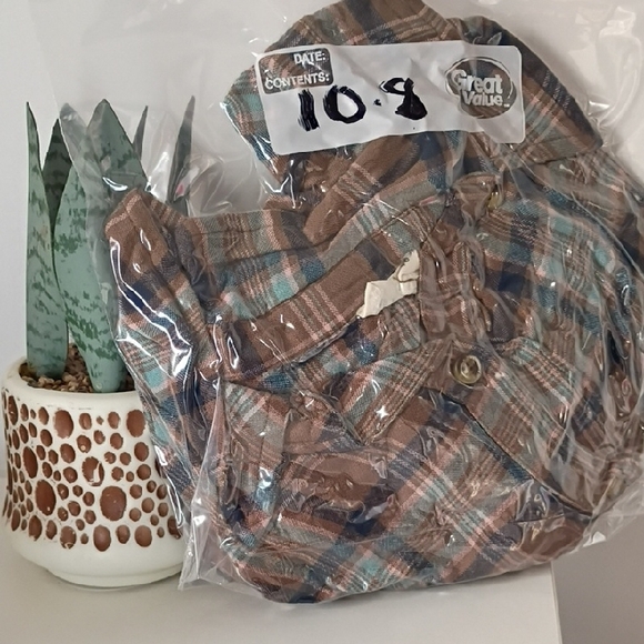 Ee:Some Brown Blue Plaid Button Up Shirt Women’s Small Rayon Boho Top Cottage - Picture 9 of 9